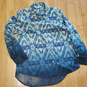 Daniel Rainn aqua button front blouse Small